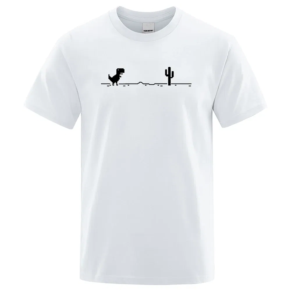 Color: black, Size: XL - Mens T-shirts Printed Dinosaur Cactus Funny Tops Summer Cotton T-shirt for Men Casual O-Neck Tee Shirts Streetwear Basic Top