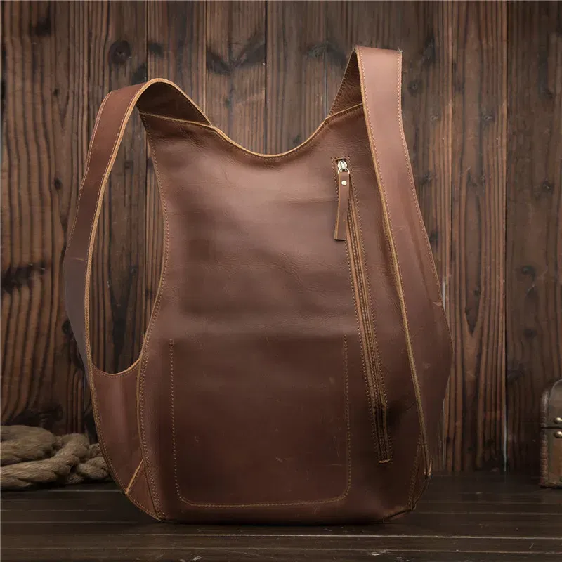 Color: black, Size: 15 inches, Ships From: CHINA - 2108 Man Woman Backpack Genuine Leather Shoulder Anti-theft Back Zipper Ipad Phone Pocket Pouch Business Travel Mochila Gifts
