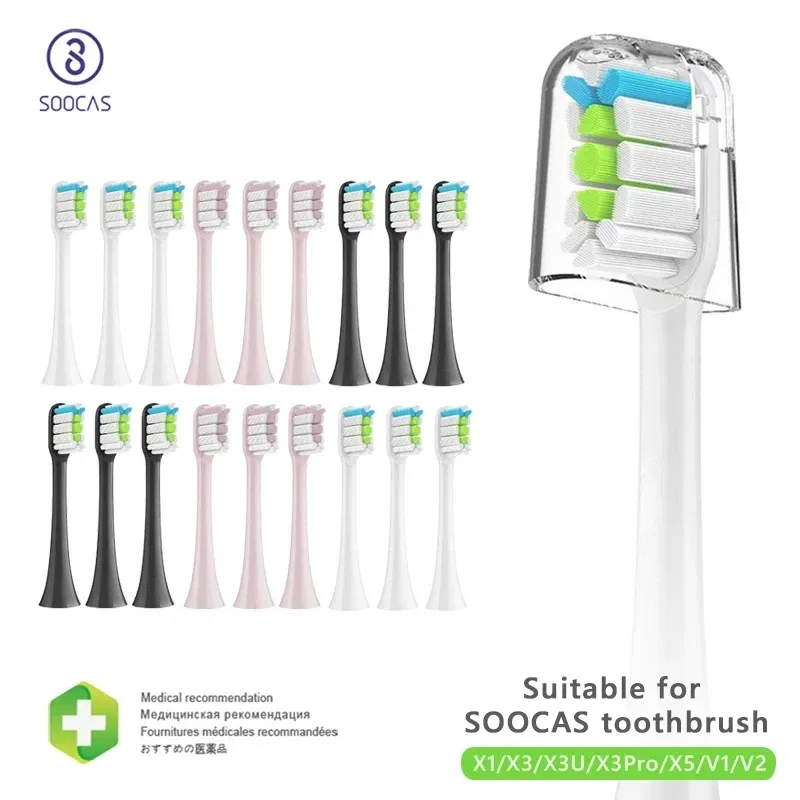 Color: Blue - Replacement Brush Heads for Xiaomi SOOCAS X3 X5 V1 X3U Soft Bristle 10 Pieces Electric Toothbrush Dupont Bristle Sealed Packed