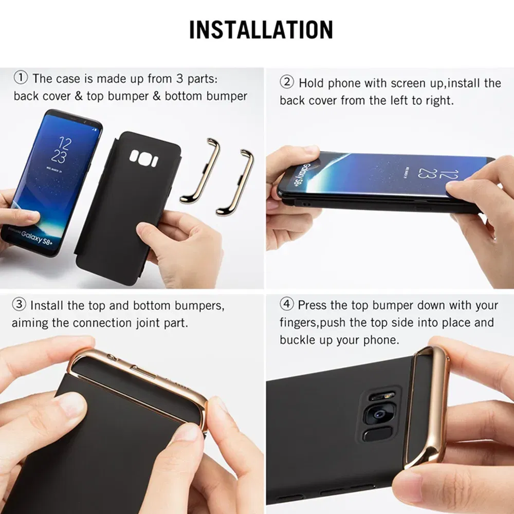 Color: Blue, Material: aluminum - Luxury 3 in 1 Case for Samsung Galaxy S6 S7 Edge S8 S9 S10 Plus Note 8 9 Hard Cover J3 J5 J7 Pro 2017 J4 J6 J8 2018 A20 A30 A50