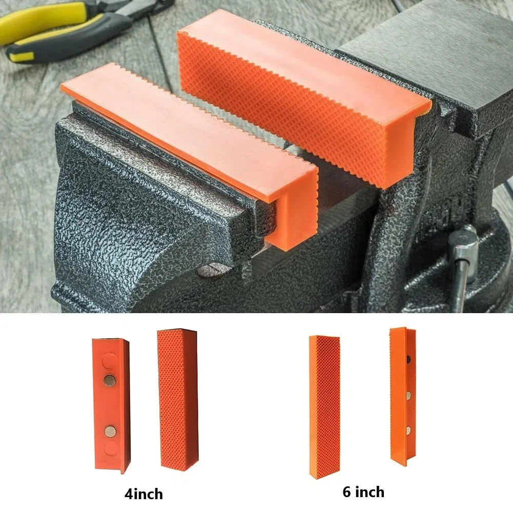 Color: Beige - 2pcs 4/5/6 Inch Magnetic Soft Pad Jaw Rubber For Metal Vise Bench Machine Tools For Metal Vise Bench Machine Tools