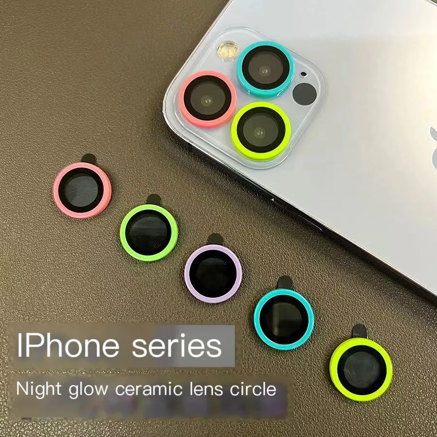 Color: Other, Bundle: Bundle11, Material: Tempered Glass, Ships From: CHINA - For iPhone 15 14 13 12 Pro Max 12 11 mini Luminous Camera Protector Ceramic Lens Ring Tempered Glass Back lens Cap Cover