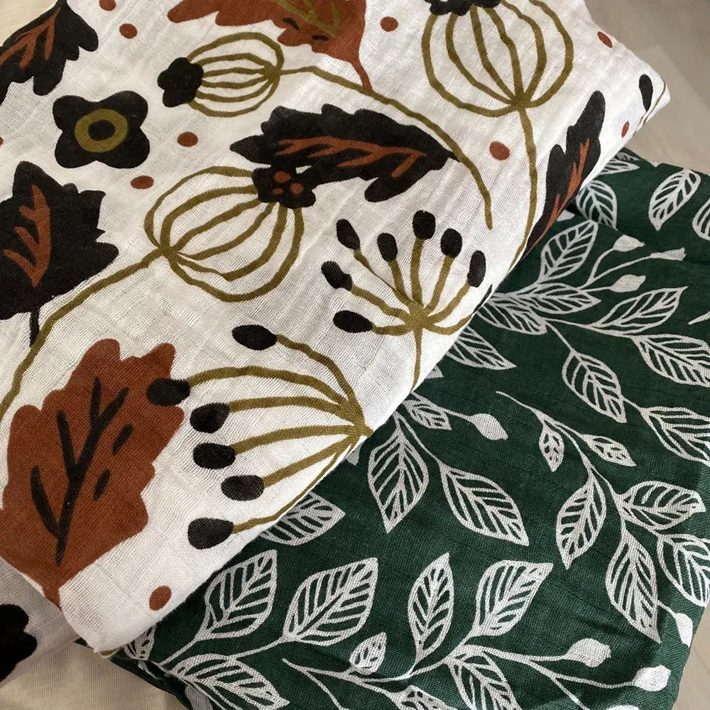 Color: ORANGE RED - Kangobaby #My Soft Life# 2 Pieces Pack Muslin 100% Cotton Baby Swaddles Newborn Blankets Black White Gauze Infant Wrap
