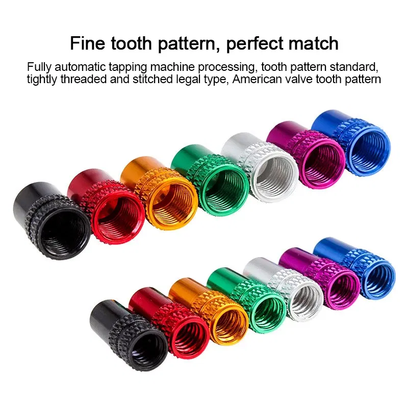 Color: black - 2pc Bicycle Valve Cap Aluminum Alloy Presta/Schrader Road Mountain Bike Tire Valve Cap Dust Protection Cover Bicycle Accessories