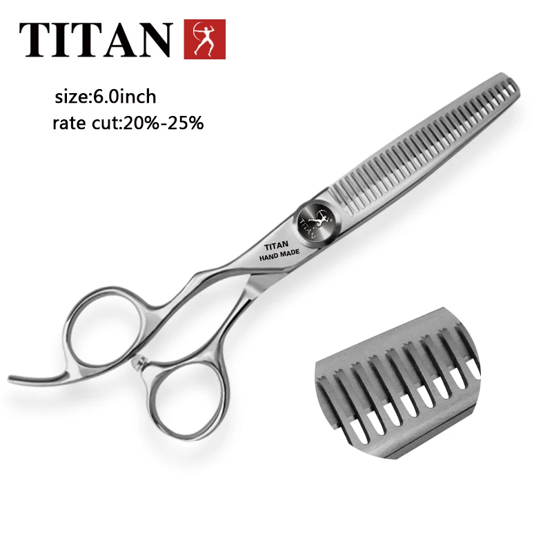 Color: Black - TITAN professional Barber cut left handle scissors hair scissors thinning hairdressing cutting