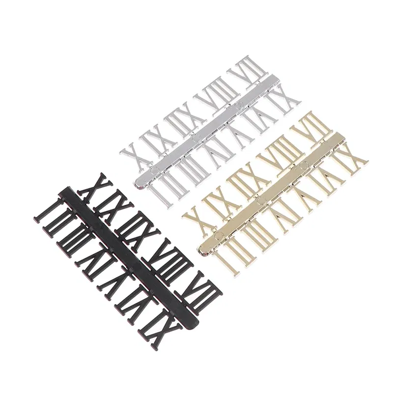 Color: black - 1 Set Roman Numeral DIY Digital Replacement Gadget Repair Clock Parts Clock Dial Digital Mechanism Parts Card Clock Accessories