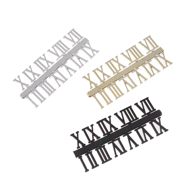 Color: black - 1 Set Roman Numeral DIY Digital Replacement Gadget Repair Clock Parts Clock Dial Digital Mechanism Parts Card Clock Accessories
