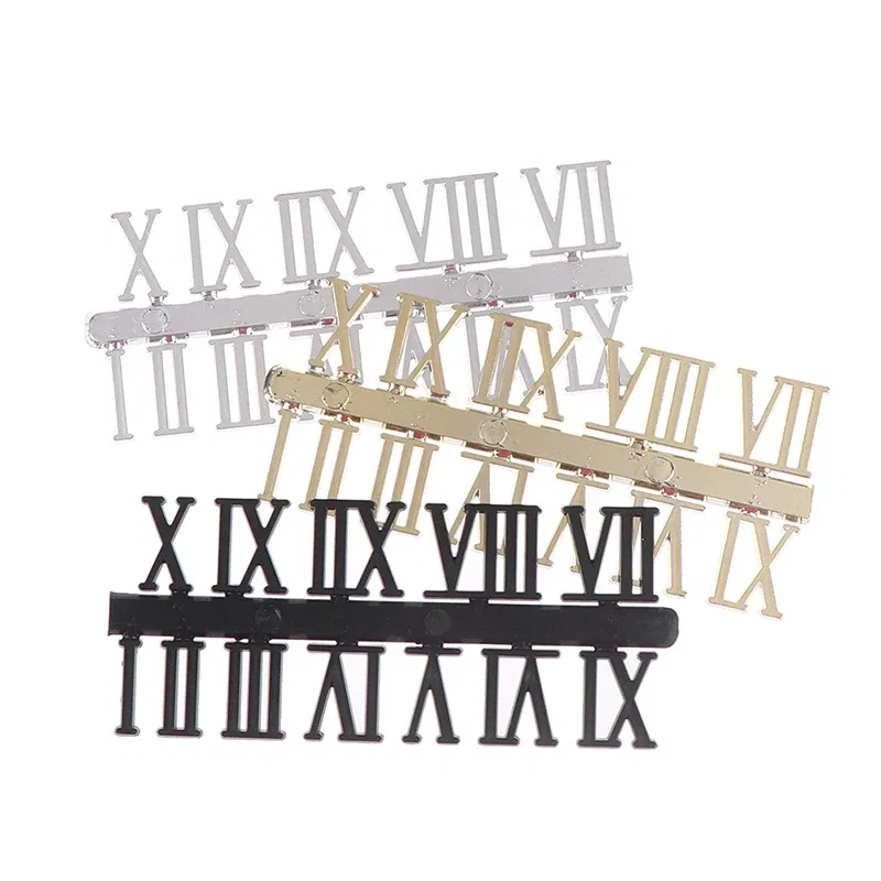Color: black - 1 Set Roman Numeral DIY Digital Replacement Gadget Repair Clock Parts Clock Dial Digital Mechanism Parts Card Clock Accessories