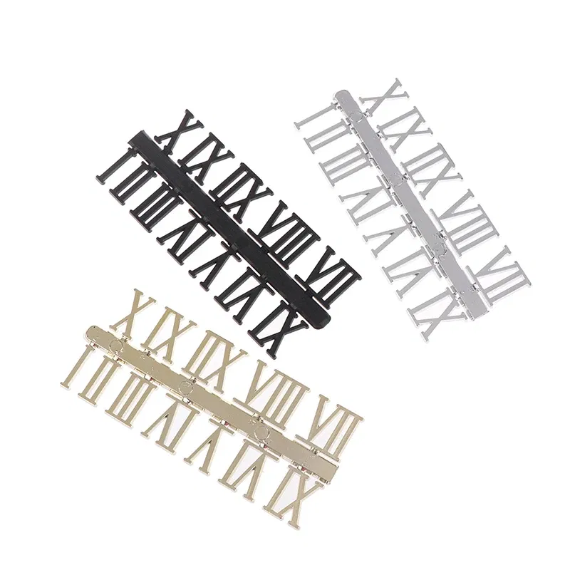 Color: black - 1 Set Roman Numeral DIY Digital Replacement Gadget Repair Clock Parts Clock Dial Digital Mechanism Parts Card Clock Accessories
