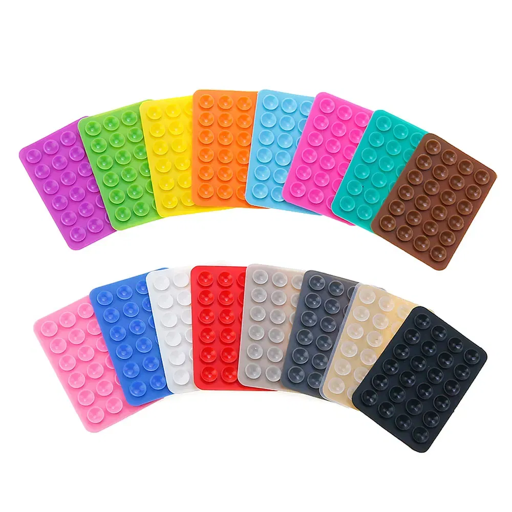 Color: Clear - Silicone World Square Silicone Mobile Phone Fixing Suction Cup Car Mounted Bracket Phone Case Universal Anti Slip Suction Cup