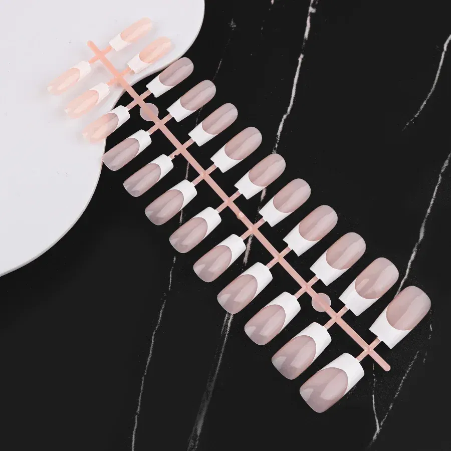 Color: Dark Grey - 24PCS Square Head Matte False Nails Ballet Detachable Full Cover Artificial Fingernails Frosted Press Glue on Fake Nail Tips