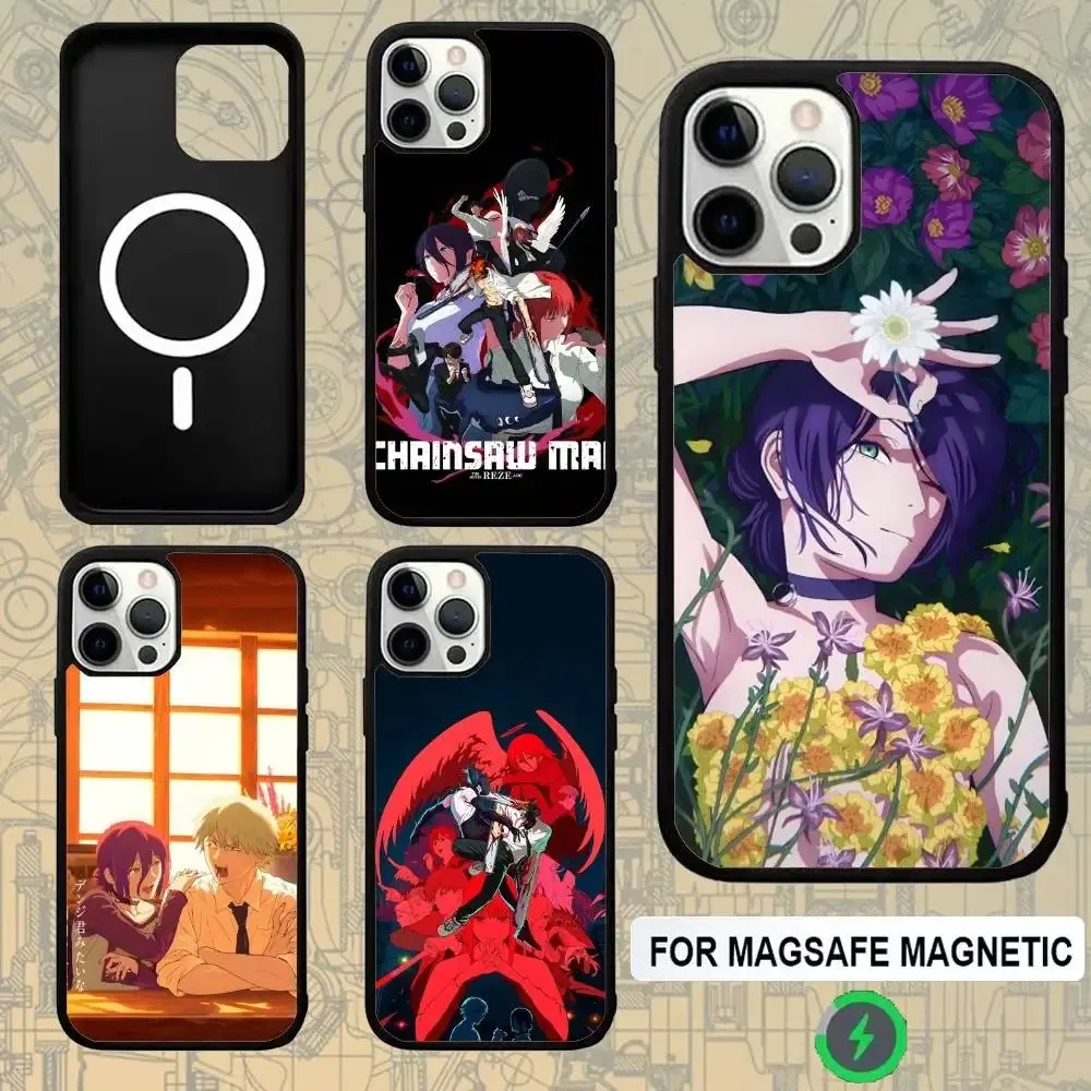 Color: Gold, Material: Microfiber - C-Chainsawman Reze Arc Movie Phone Case For IPhone 17,16,15,Pro,Max,Air,14,Plus,13,12,11 Magesafe Wireless Charge Cover