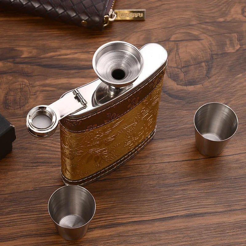 Color: WHITE - 7oz/8oz Portable Pocket Hip Flask Outdoor Travel Stainless Steel Flask Whiskey Drink Alcohol Flasks 8oz Steel Hip Flask Flagon