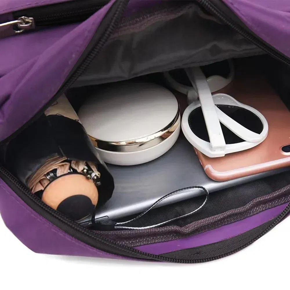 Color: GRAY - Purple One Shoulder Crossbody Bag Portable Commuting Large Capacity Simplicity Storage Bag Garland Letter Series Print Pattern