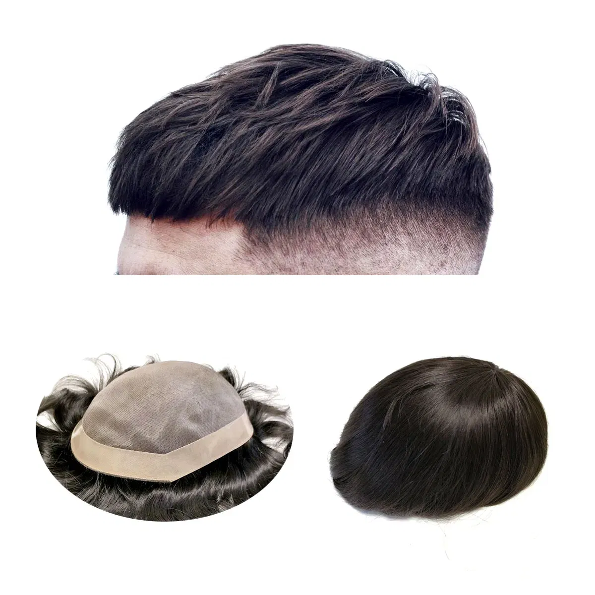 Toupee Color: 1b#, Toupee Density: 130%, Length: 8 inches, Ships From: CN, Toupee Size: 8x10, Toupee Design: free - Hywel 6 Inches Fine Mono Men Toupee Hair Capillary Prosthesis Hair Male Man Hair System for Men 100% Natural Hair Wig
