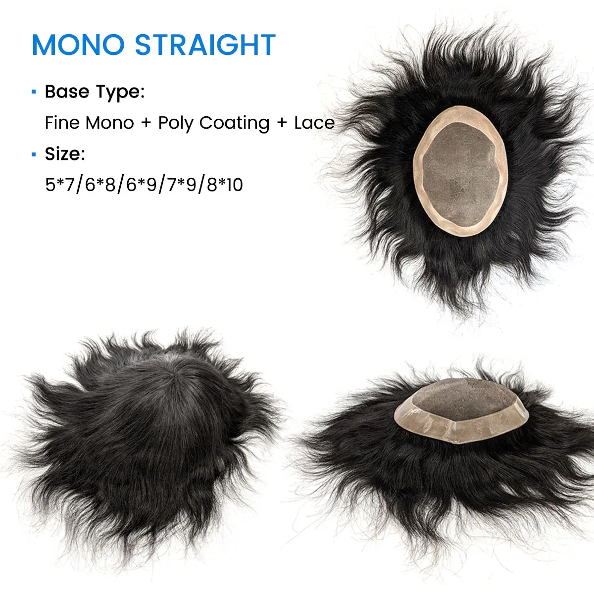 Toupee Color: 1b#, Toupee Density: 130%, Length: 8 inches, Ships From: CN, Toupee Size: 8x10, Toupee Design: free - Hywel 6 Inches Fine Mono Men Toupee Hair Capillary Prosthesis Hair Male Man Hair System for Men 100% Natural Hair Wig
