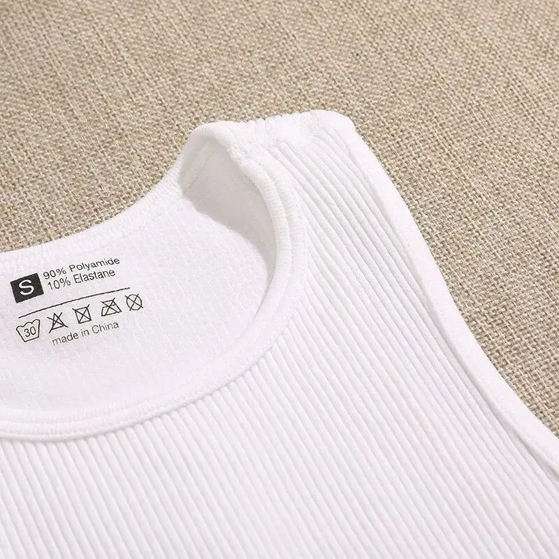 Size: M, Color: WHITE - Women's Yoga Vest Seamless Ribbed Knit Fitness Running Vest Sports Bra Vest Without Padding Women's Vest