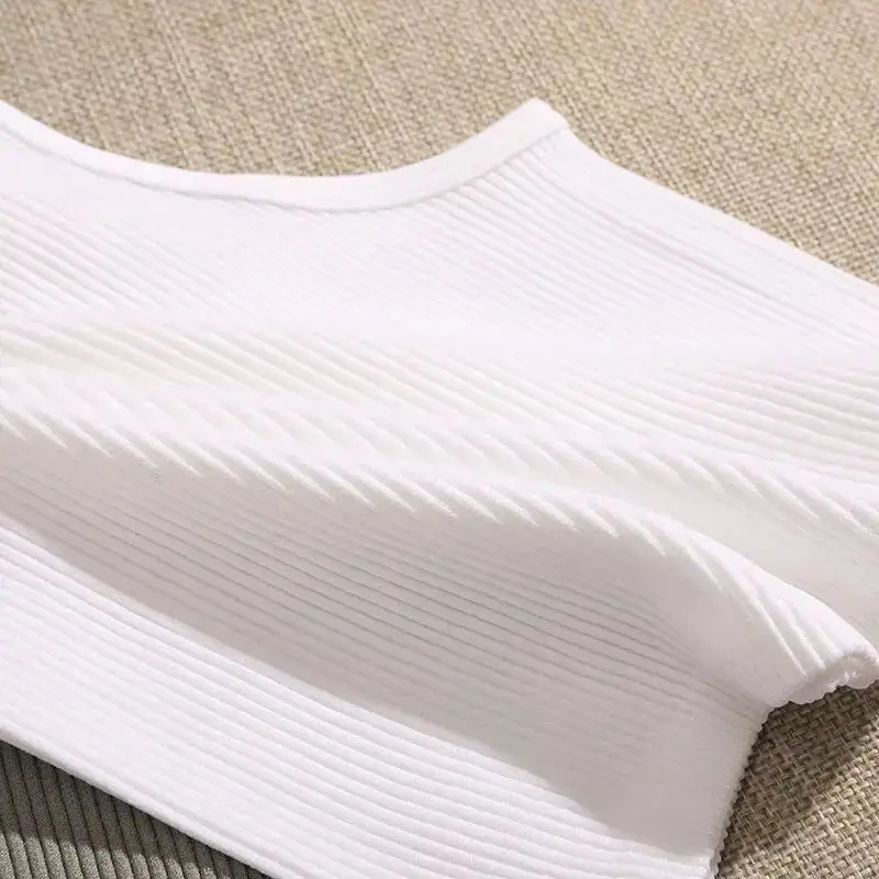 Size: M, Color: WHITE - Women's Yoga Vest Seamless Ribbed Knit Fitness Running Vest Sports Bra Vest Without Padding Women's Vest