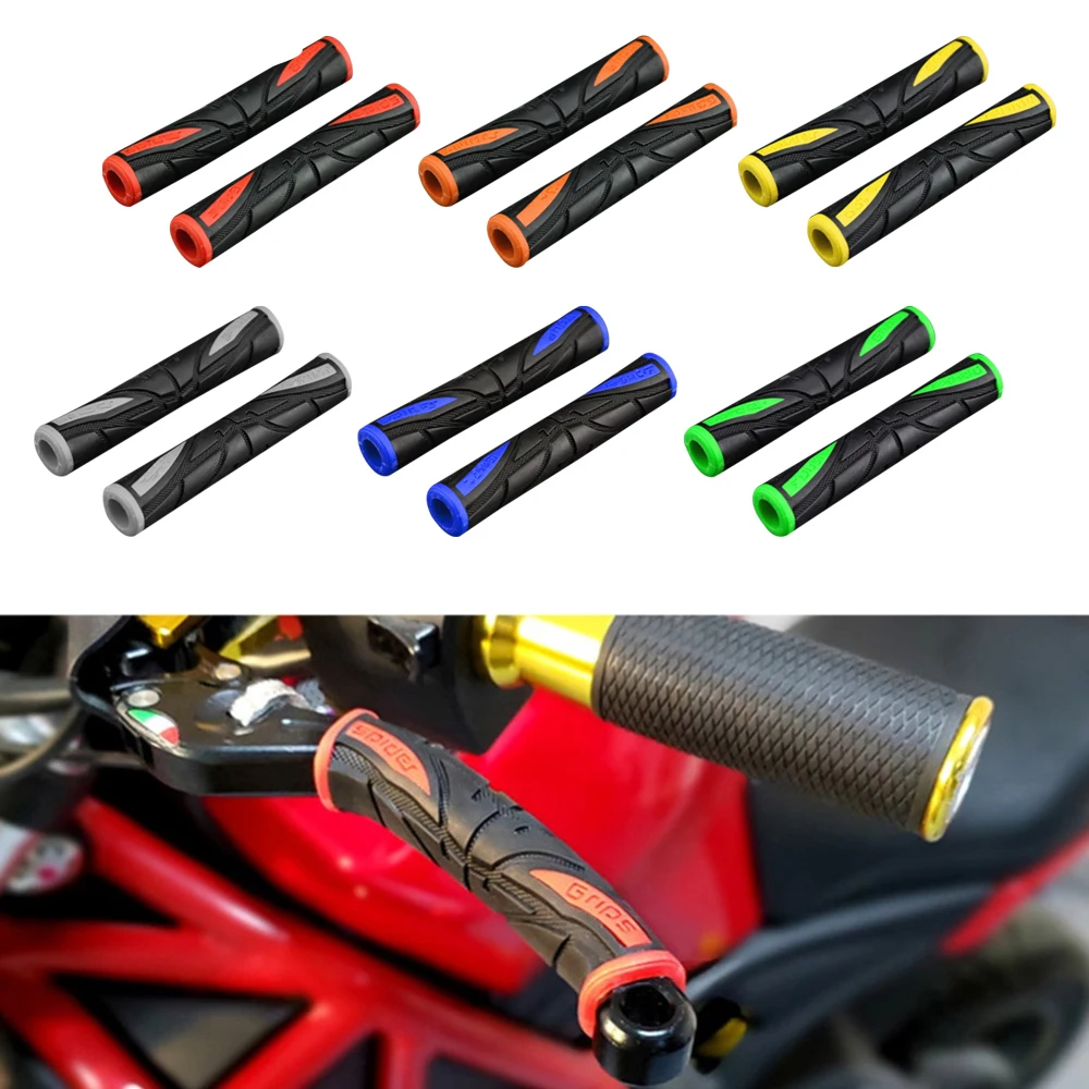 Color: green - 2Pcs Soft Anti-Slip durable Brake Handle Silicone Sleeve Motorcycle Bicycle Protection Cover Protective Handlebar Accessories
