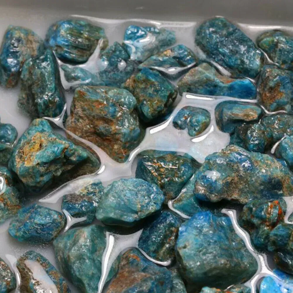 Size: 45-50mm - 150g Natural Blue Apatite Crystal Stone Gravel Rough Healing Mineral Specimen Collection Room Decor