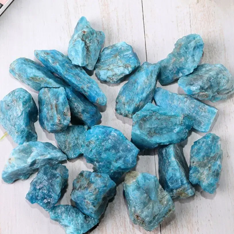 Size: 45-50mm - 150g Natural Blue Apatite Crystal Stone Gravel Rough Healing Mineral Specimen Collection Room Decor