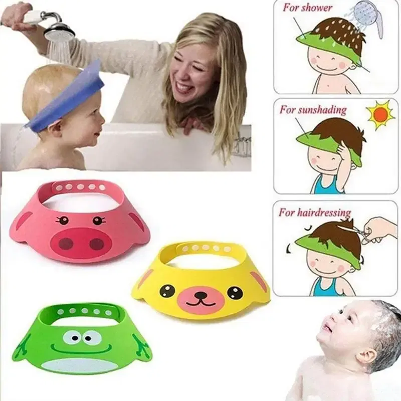 Color: Pink, Ships From: CHINA - Baby Shower Soft Cap Adjustable Hair Wash Hat For Kids Ear Protection Safe Children Shampoo Bathing Shower Protect Head Cover