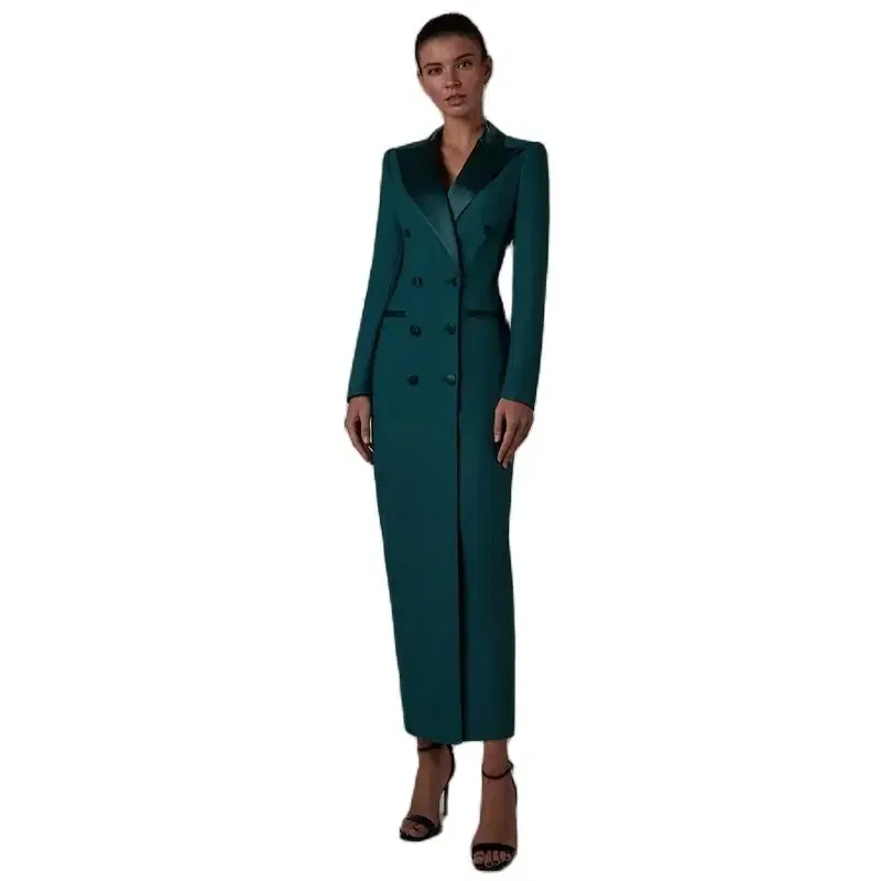 Color: MULTI, Size: M - Women's Suit Long Jacket One Piece Blazer Double Breasted Formal Tuxedo Party Dress кос?‚юм ?¶?µнский