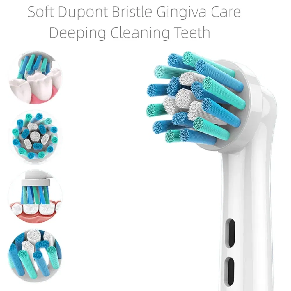 Color: Silver - 4PCS Dupont Bristle Electric Toothbrush Heads Whiten teeth/Daily Clean/Precison Cleaning/Soft Care Teeth Function For Oral B
