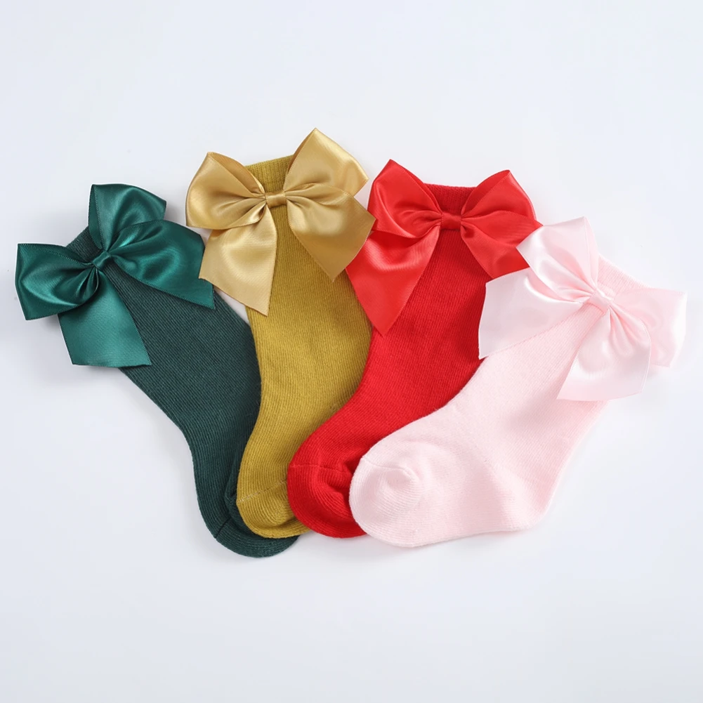 Color: Pink, Kid Size: 9M, Ships From: CHINA - Jlong Toddler Cotton Solid Color Crew Socks Baby Girls Bow Tie Socks Kids Girls Cute Princess Socks 0-3 Years