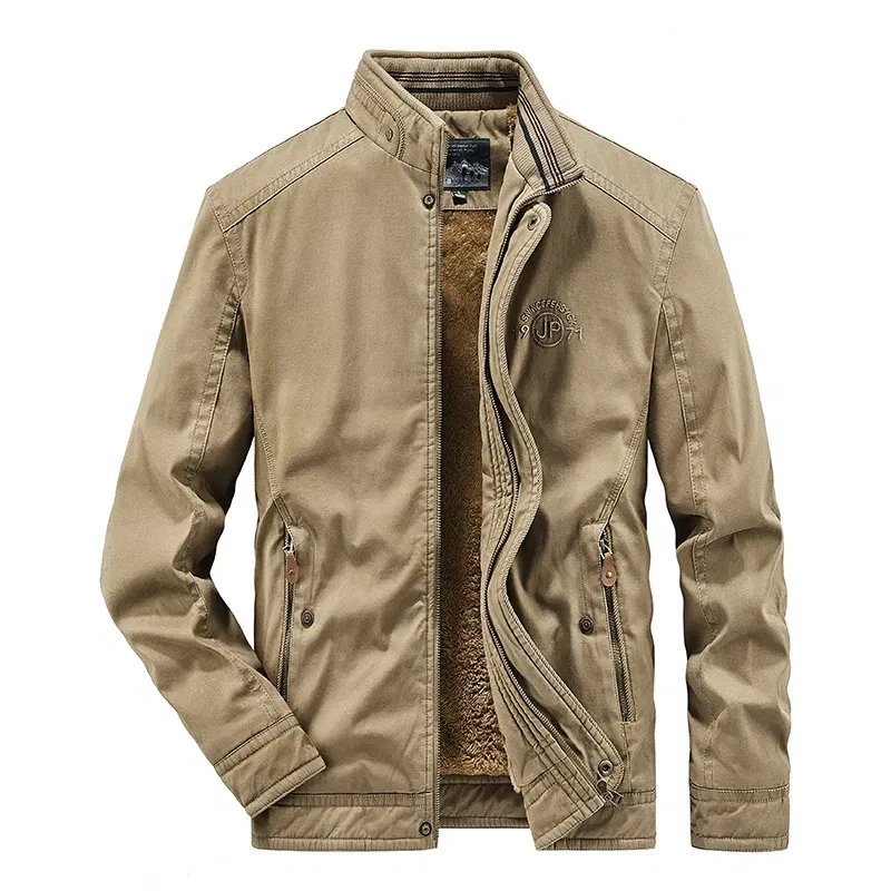 Color: Khaki, Size: S - Men Zipper Fleece Jackets Military Waterproof Windproof Cargo Jacket Outdoor Multi-pockets Tactical Climb Fishing Cycling Jacket