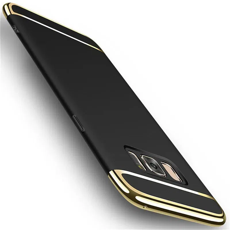 Color: black, Material: Acrylic - Luxury 3 in 1 Case for Samsung Galaxy S6 S7 Edge S8 S9 S10 Plus Note 8 9 Hard Cover J3 J5 J7 Pro 2017 J4 J6 J8 2018 A20 A30 A50