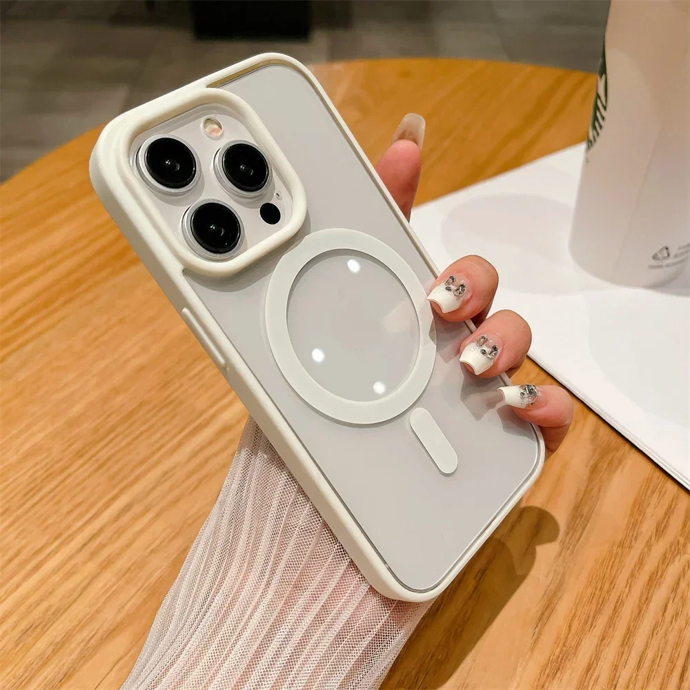 Color: Claret, Material: PP - Luxury Shockproof Magsafe Wireless Charge Case for iPhone 17 Air 16 15 14 Plus 13 12 Mini 11 Pro Max Clear Magnetic Bumper Cover