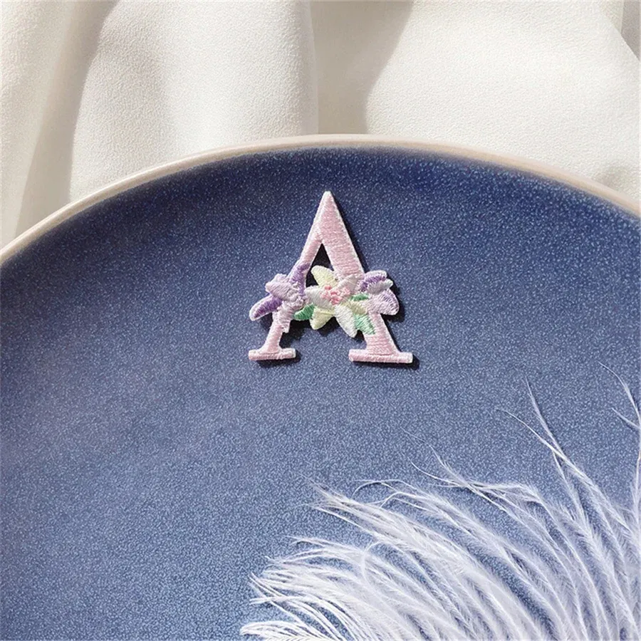 Color: Dark blue - 1 Piece Fashion Cute Letters Patch for Clothing Applique Jeans DIY Accessories Iron on Fabric Stickers