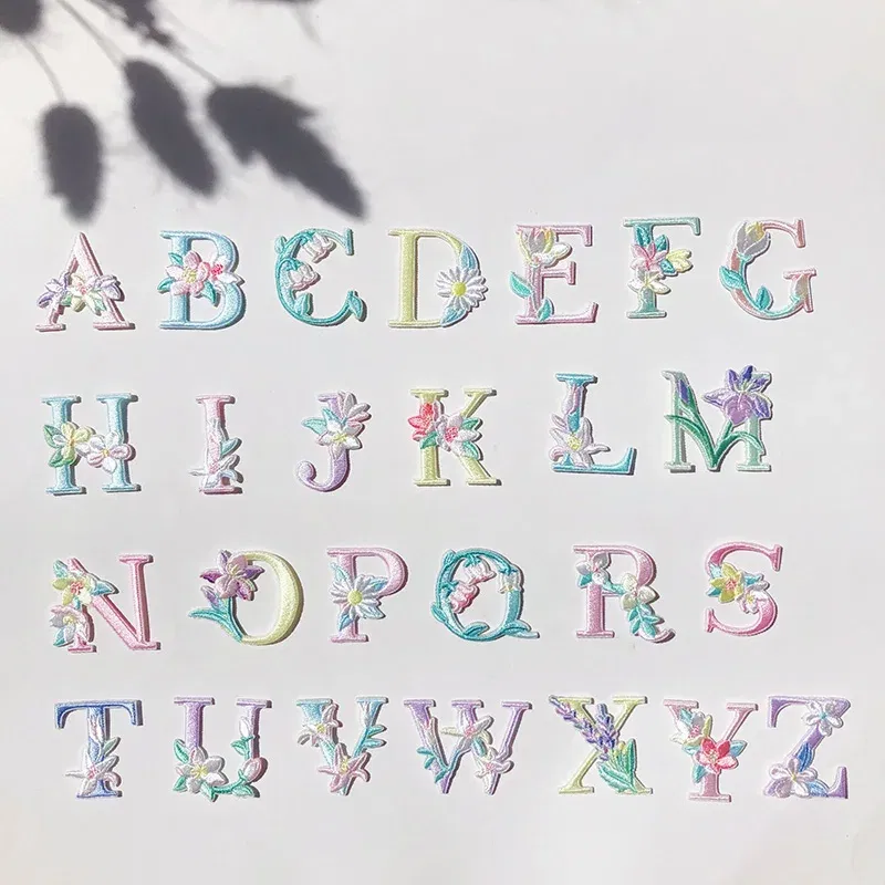Color: Dark blue - 1 Piece Fashion Cute Letters Patch for Clothing Applique Jeans DIY Accessories Iron on Fabric Stickers