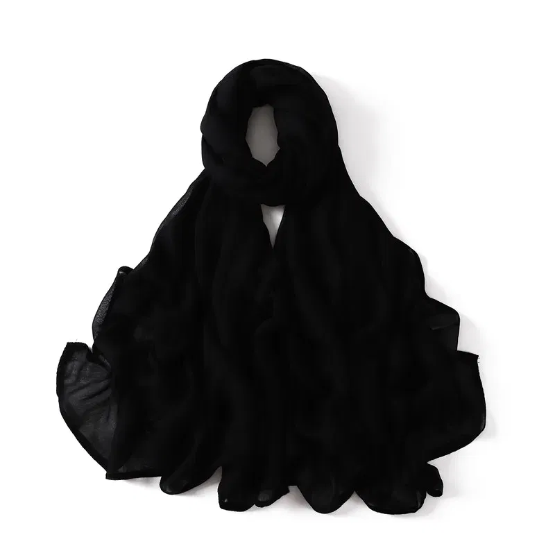 Color: Gold - Women Big Size Plain Solid Cotton Rayon Hijab Scarf Lady High Quality Wraps and Shawls Musulman Headband Islamic Turban 180*95Cm
