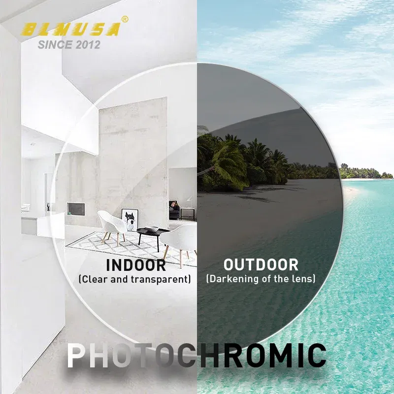Lenses Color: green, Lens Index: 1.74 - BLMUSA Photochromic Anti Blue Light Series Hyperopia Myopia Lens 1.56 1.61 1.67 1.74 Prescription CR-39 Resin Aspheric Lenses