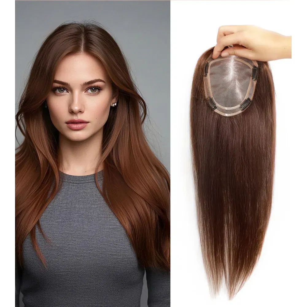Toupee Color: 1820#, Toupee Size: 4x6, Toupee Design: free, Toupee Density: 120%, Length: 16 inches - 5.5X6inch Mono Base Brazilian Remy Human Hair Topper 12"-18" Double Pu Around Thick Invisible Mono Topper for Women Hairpieces