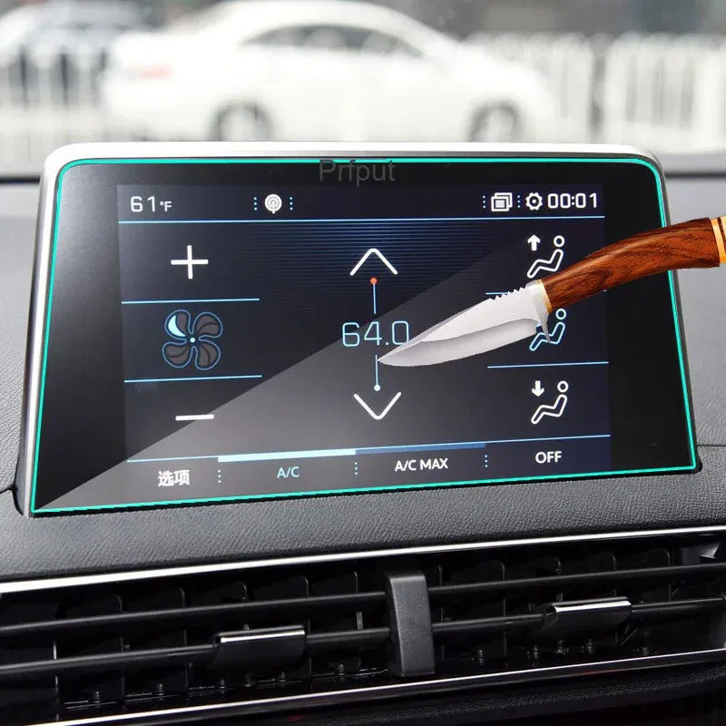 Color Name: Silver - Car Navigtion Tempered Glass LCD Screen Protective Film Sticker Dashboard Guard For Peugeot 3008 5008 2017 2018 2019 2020