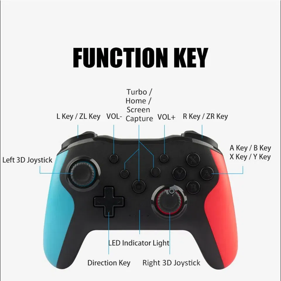 Color: Yellow - GAMINJA NS009 Bluetooth Game Controller Wireless Gamepad For Nintendo Switch Console PS3 PC Windows 7 10 Dual Vibration Joystick