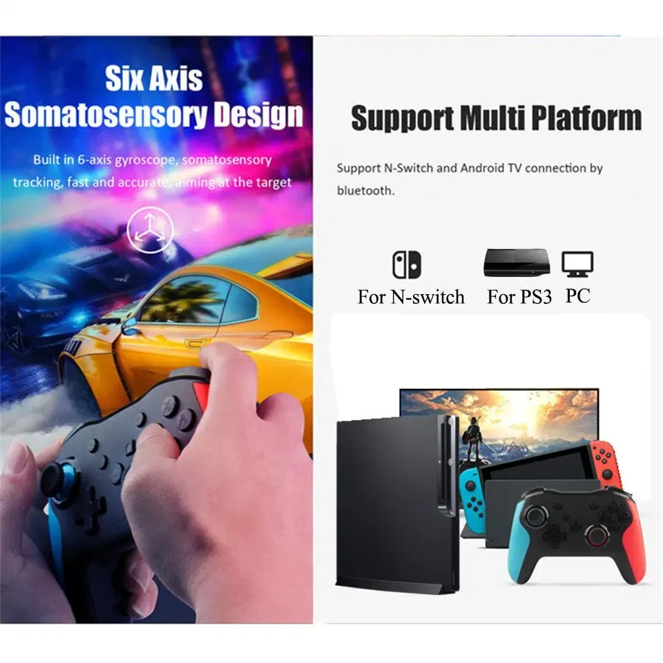 Color: Yellow - GAMINJA NS009 Bluetooth Game Controller Wireless Gamepad For Nintendo Switch Console PS3 PC Windows 7 10 Dual Vibration Joystick