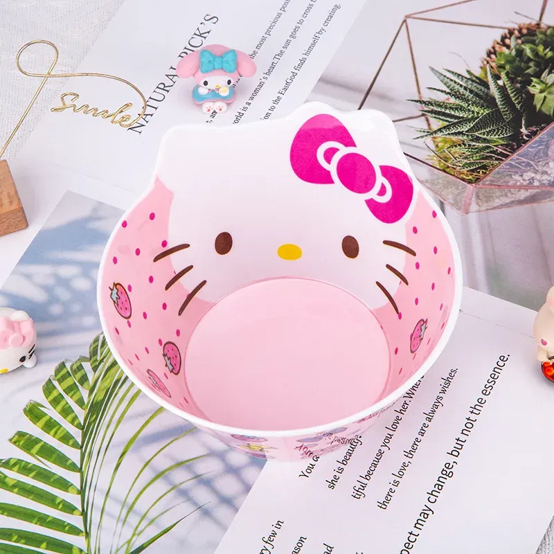 Color: Brown, Ships From: CHINA - New Sanrio Hello Kitty Bowl My Melody Cartoon Children's Tableware Cute Creative Anti-drop Anti-scald Soup Bowl Kid for Gifts