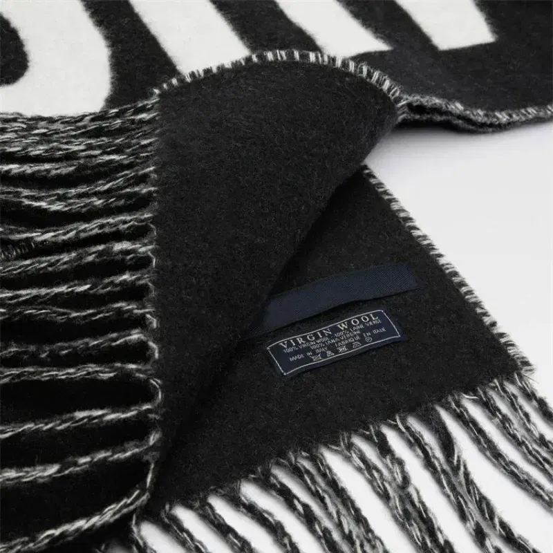 Color: Brown - 2025 100% wool scarf for women luxury brand winter thick warm neck scarves monogram high quality ladies fashion cashmere shawl