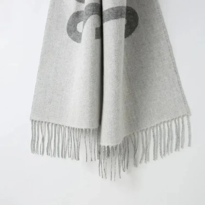 Color: Brown - 2025 100% wool scarf for women luxury brand winter thick warm neck scarves monogram high quality ladies fashion cashmere shawl