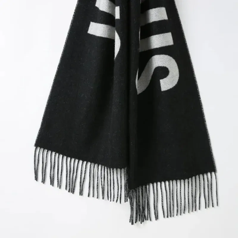 Color: Brown - 2025 100% wool scarf for women luxury brand winter thick warm neck scarves monogram high quality ladies fashion cashmere shawl