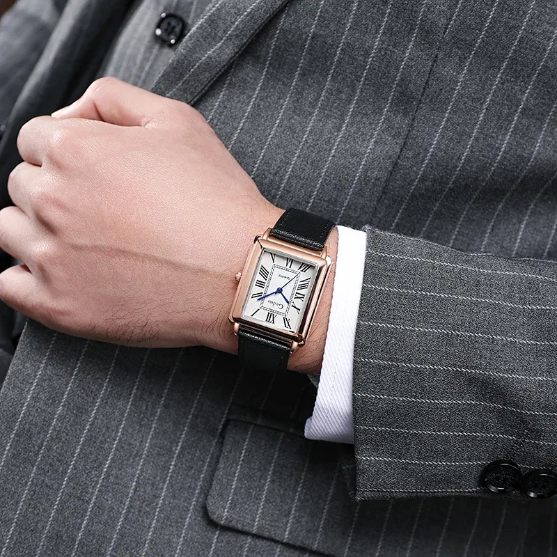 Color: WHITE - Fashion Men's Quartz Wristwatch Leather Strap Watch