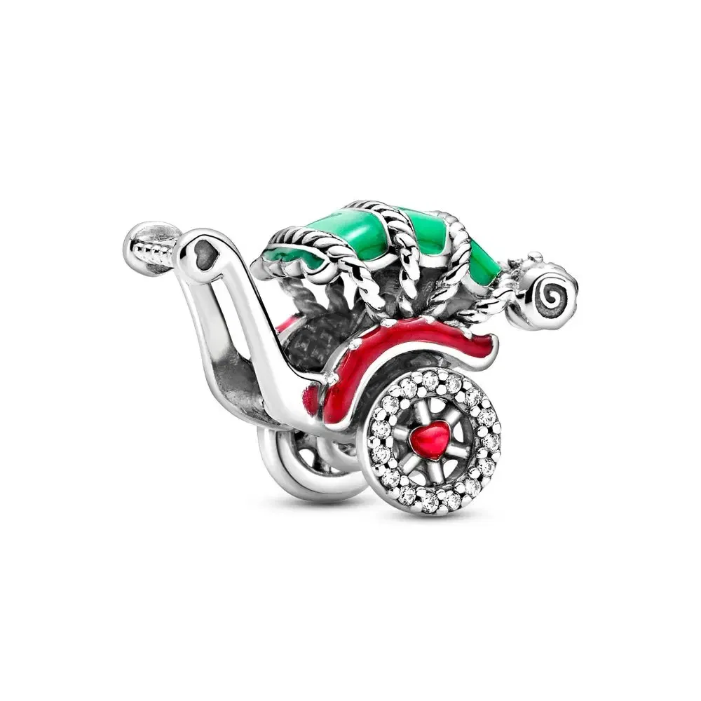 Gem Color: Yellow - Pure Silver 925 Christmas Charm Fit DIY Pandora Bracelet Christmas Gift