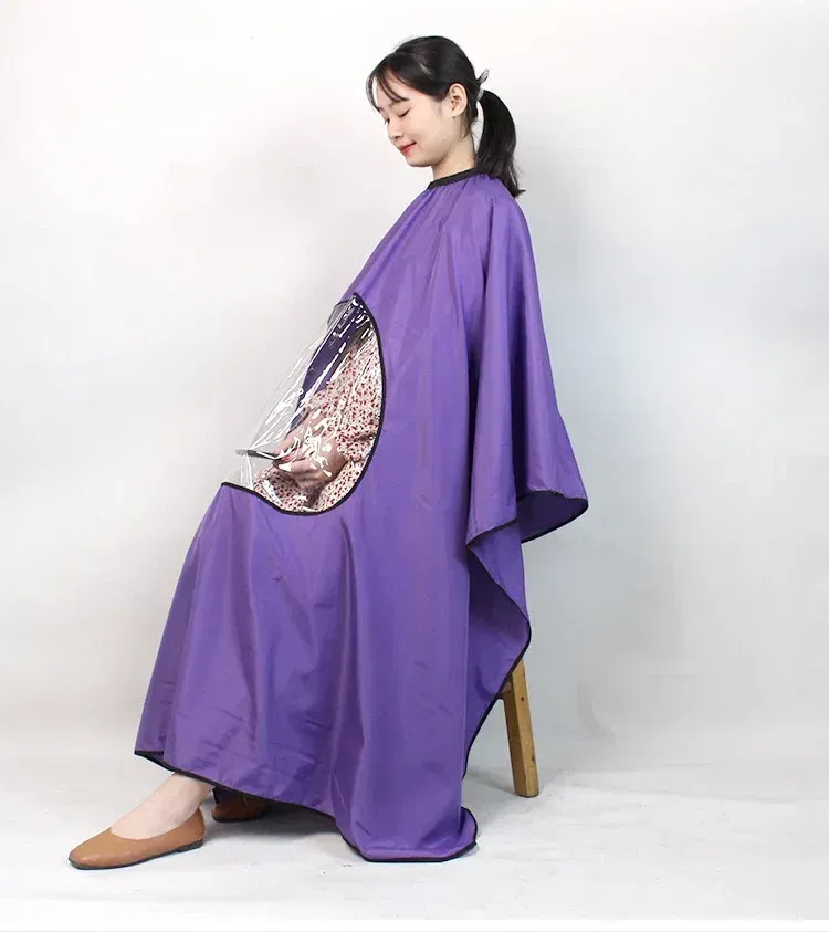 Color: PURPLE, Ships From: CHINA - Professional Waterproof Styling Salon Barber Hairdresser Hair Cutting Hairdressing Gown Cape with Viewing Window Apron