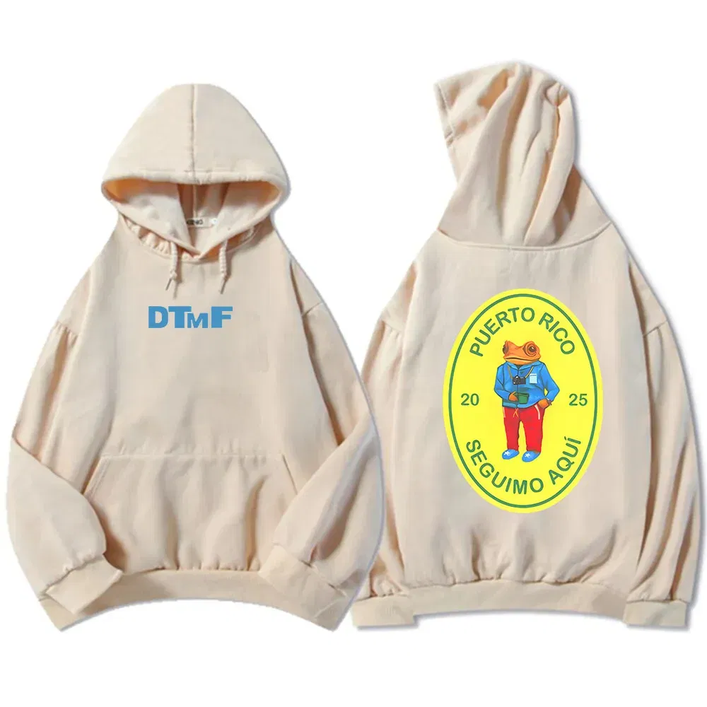 Color: Khaki, Size: XS - DTMF Deb? Tirar Más Fotos 2025 New Album Hoodies Bad Bunny Singer Printing Sweatshirts Men Women Clothing Sudaderas Hombre Male
