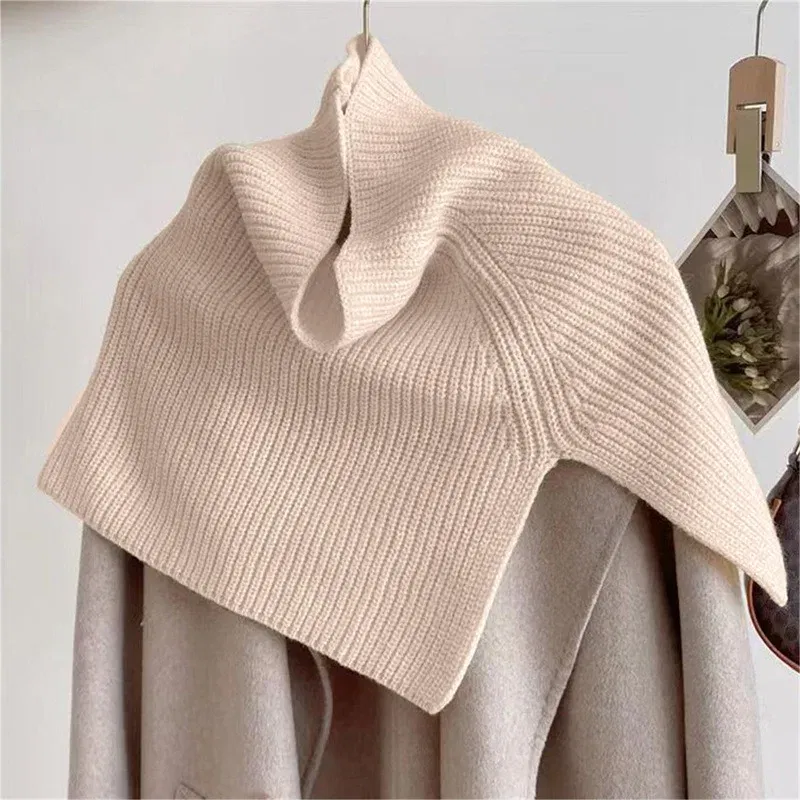 Color: army green, Size: One Size - Pullover Scarf Knitted Shawl Winter Scarf False Collar Coat Bib Warm Scarf Turtleneck Slit Jumper Shawl Clothes Accessories
