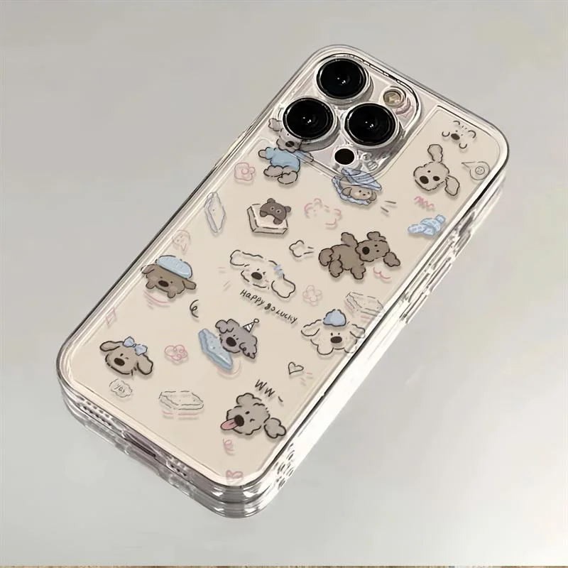 Color: Clear, Ships From: CHINA, Material: EVA - Cartoon full screen dog transparent phone case for iPhone 7 8 plus xr x 11 12 13 14 15 pro max soft silicone anti-drop